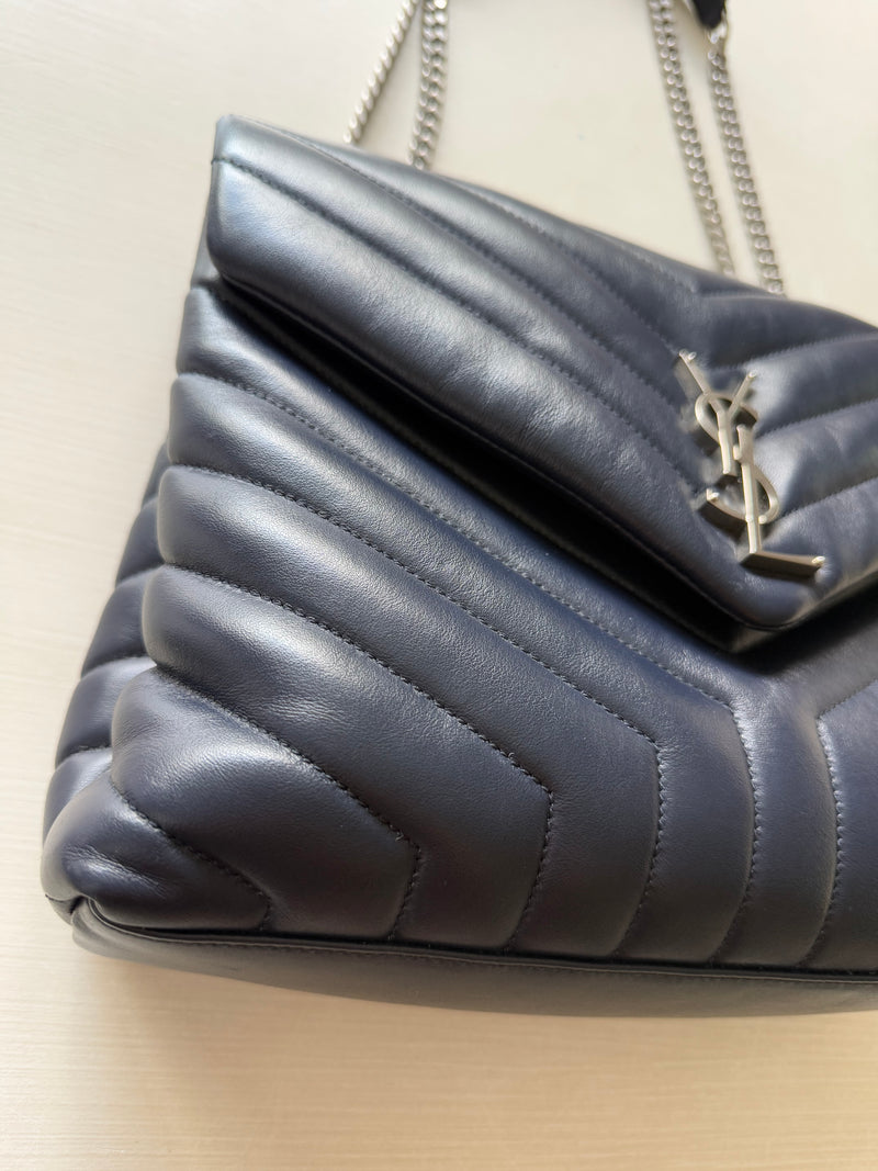 YSL Navy Blue Medium Loulou
