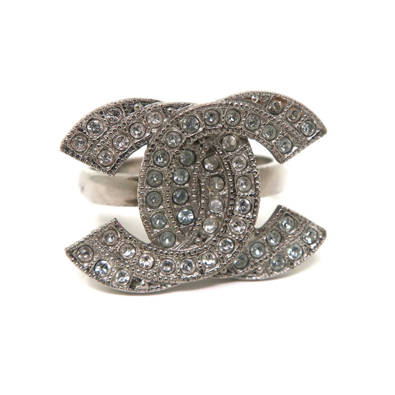 Chanel Silver Rhinestone Ring